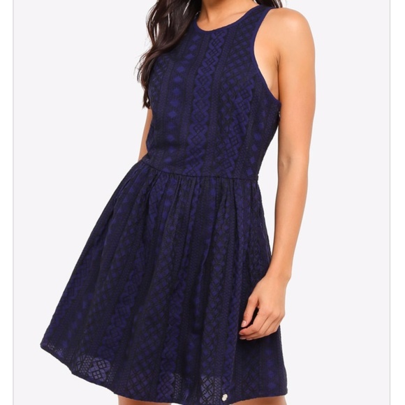 superdry skater dress Superdry Emeral Green Crochet Lace Tiered Pleated Skater Dress Womens size 6